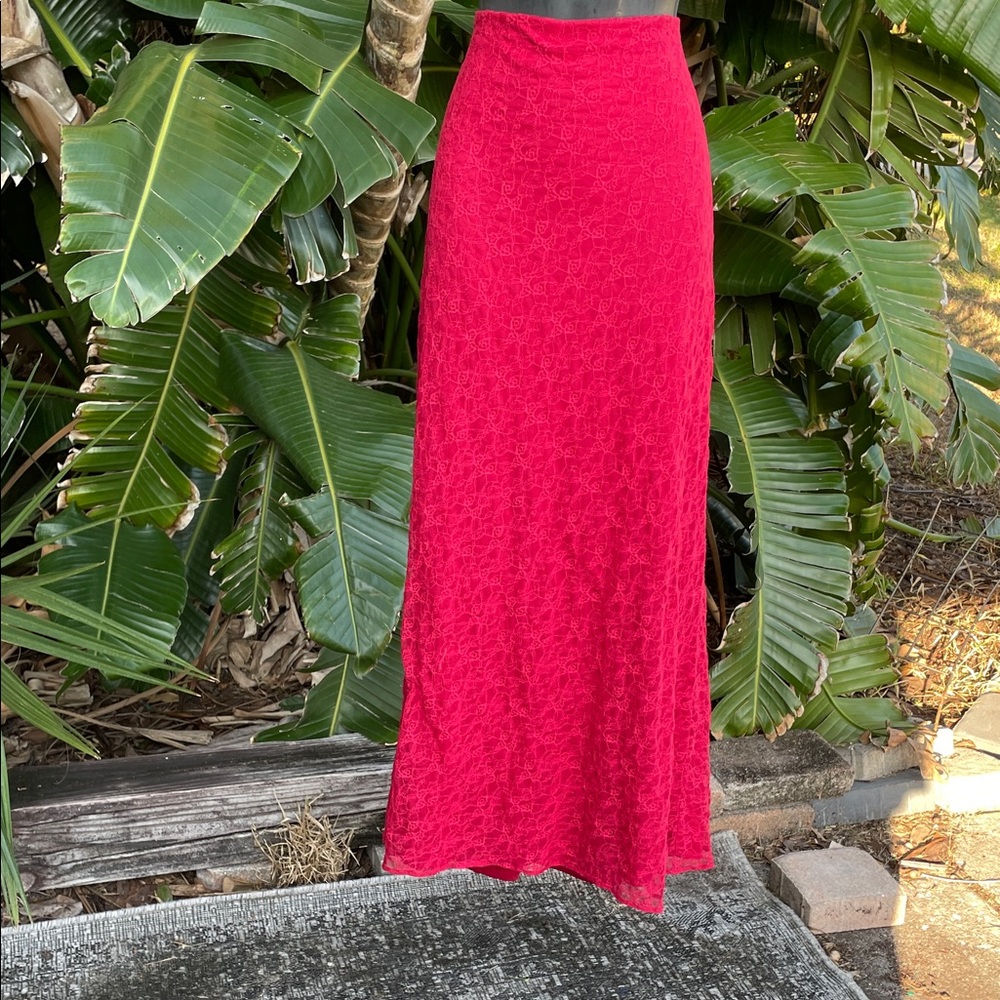 Red  lace maxi skirt